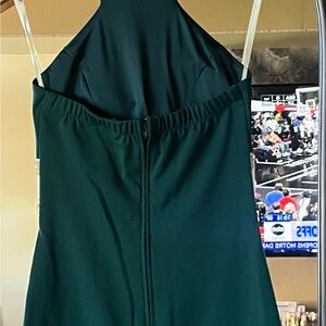 Elegant Dark Green Halter Dress